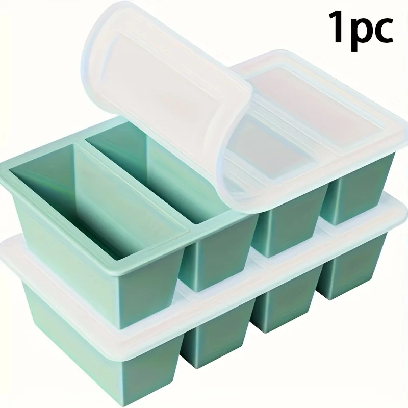 Plateau de congélation en Silicone avec couvercle, 1 pièce, stockage de cuisine Durable pour soupe, bouillon et Sauces, récipient de préparation des aliments empilable