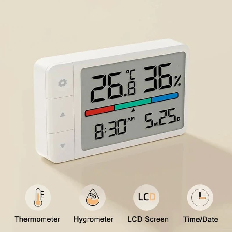 Thermomètre hygromètre intelligent MiaoMiaoCe, multifonction, horloge, affichage numérique, station météo, capteur pour la maison